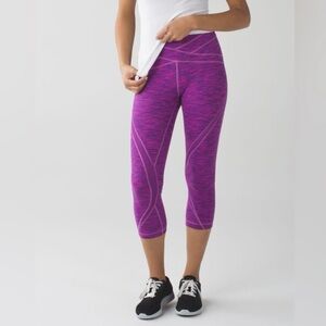 Lululemon Legging Free Flow Crop Diamond Jacquard Space Dye Violet